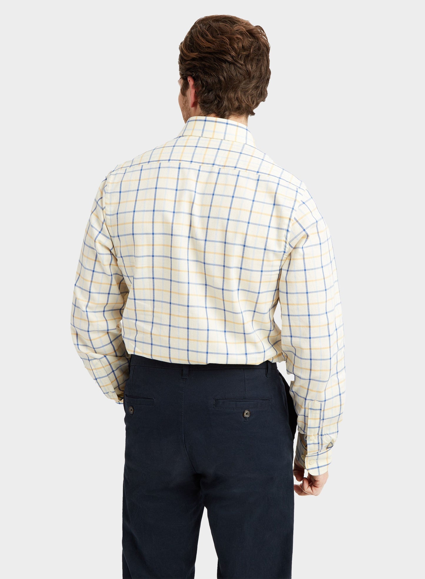 "Classic Tattersall Shirt in Yellow and Blue Check"