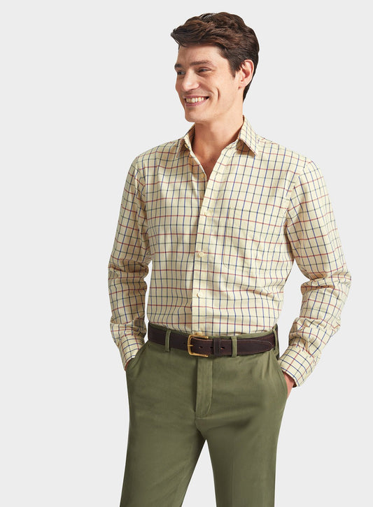 "Classic Tattersall Shirt in Red and Green Check"