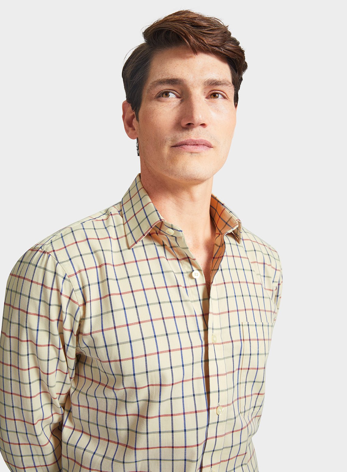 "Classic Tattersall Shirt in Red and Green Check"