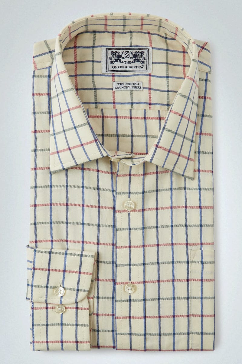 "Classic Tattersall Shirt in Red and Green Check"