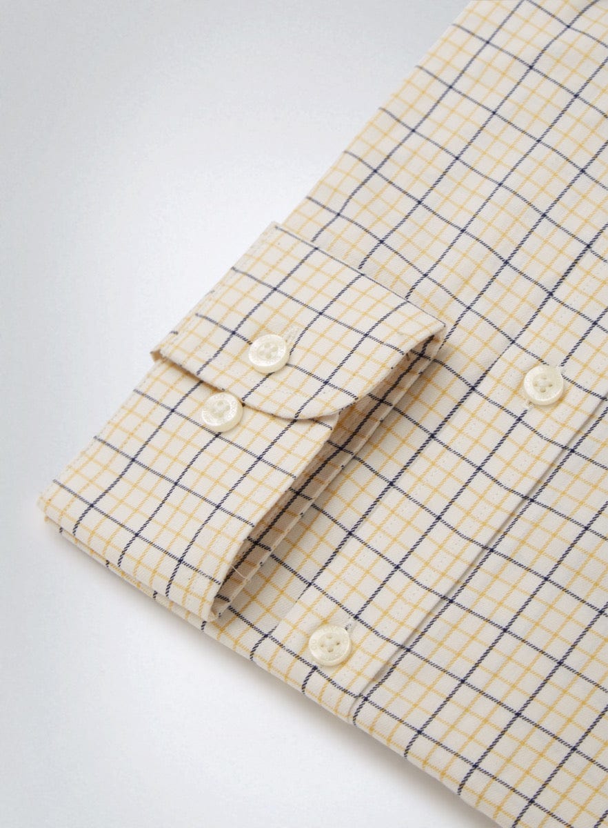 "Classic Tattersall Shirt in Fine Yellow and Blue Check"