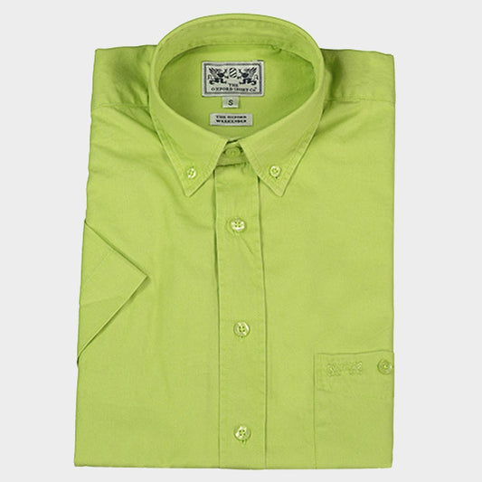 "Mens Short Sleeved Weekender Shirt in Lime - Oxford Shirt Co."