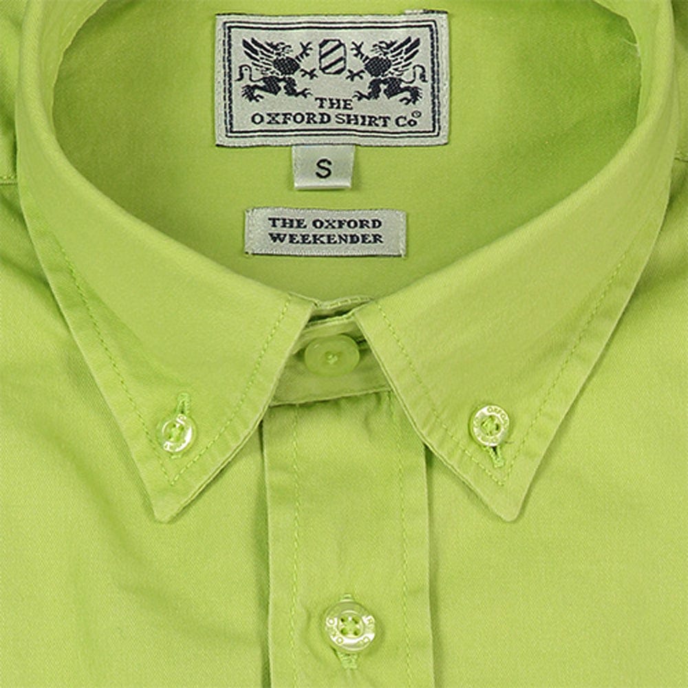 "Mens Short Sleeved Weekender Shirt in Lime - Oxford Shirt Co."