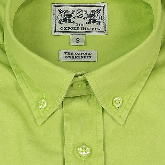 "Mens Short Sleeved Weekender Shirt in Lime - Oxford Shirt Co."