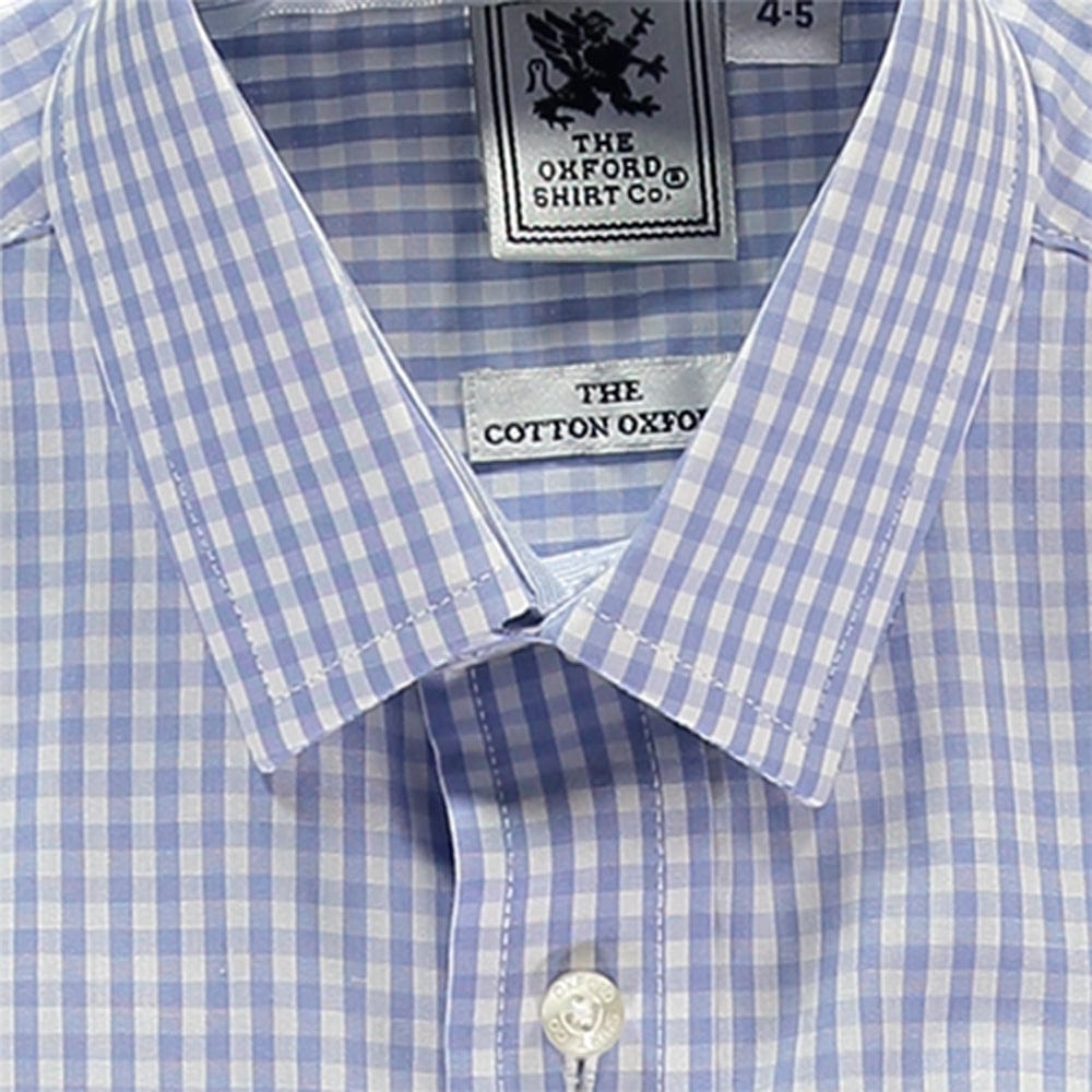 "Kids Classic Shirt in Pale Blue Gingham - Oxford Shirt Co."