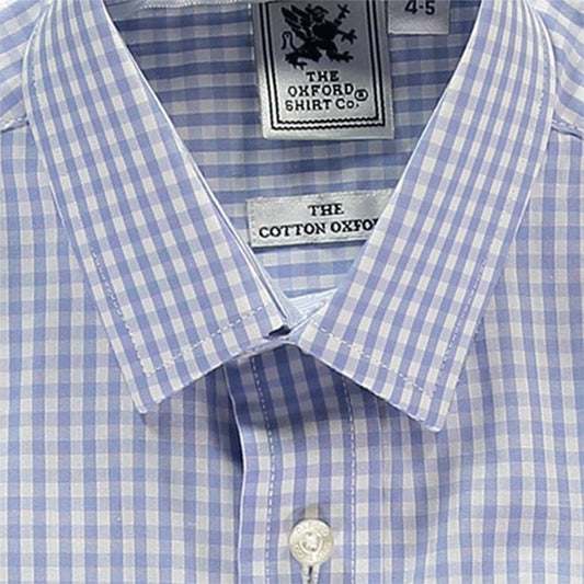 "Kids Classic Shirt in Pale Blue Gingham - Oxford Shirt Co."