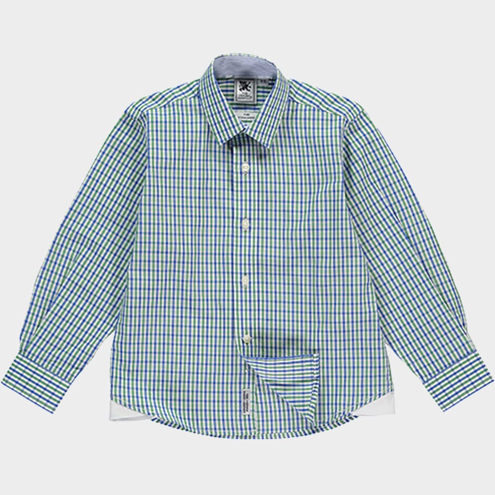 "Kids Classic Shirt in Green and Navy Gingham - Oxford Shirt Co."