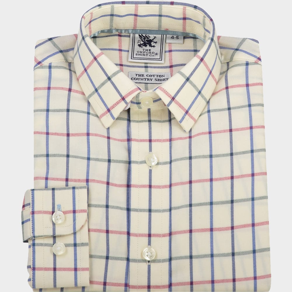 "Kids Country Shirt in Red and Green Check - Oxford Shirt Co."