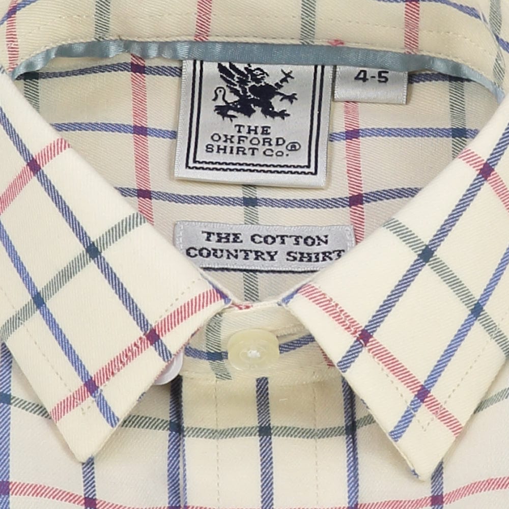 "Kids Country Shirt in Red and Green Check - Oxford Shirt Co."