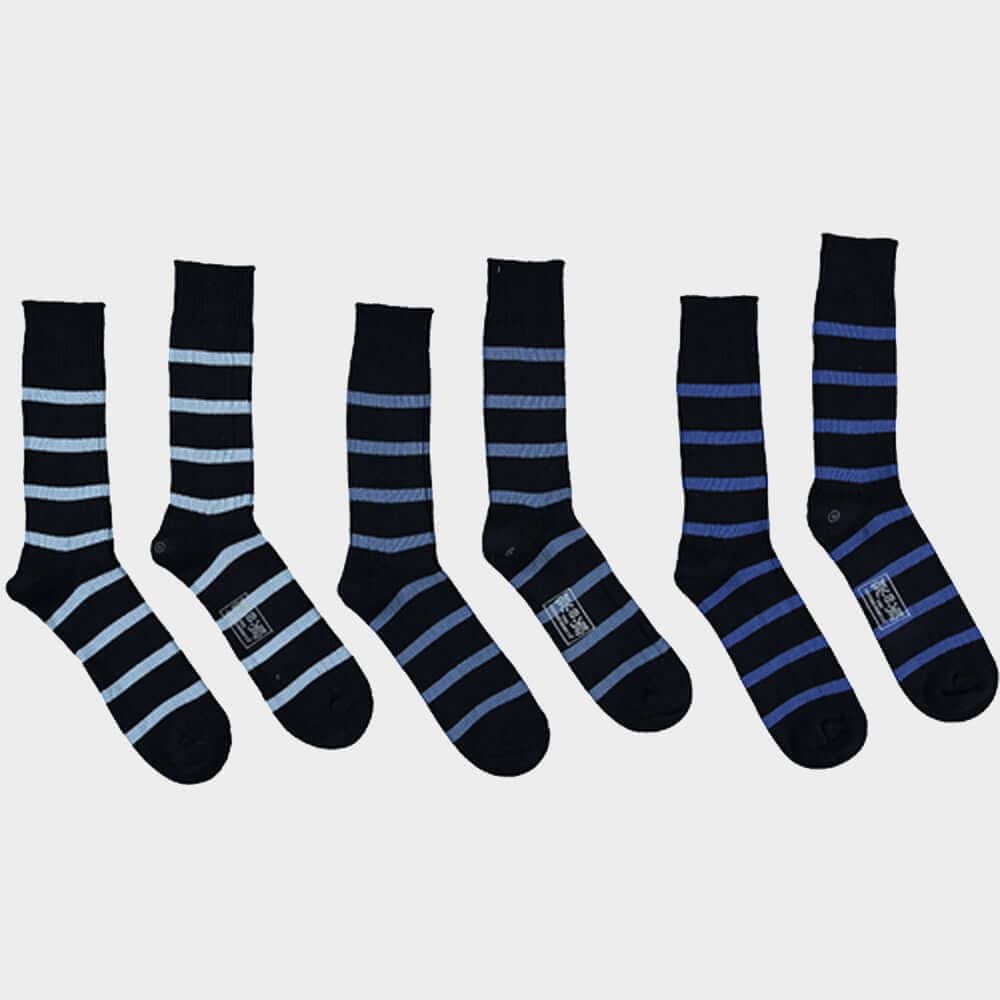 "3 Pack of Socks in Blue Stripes"
