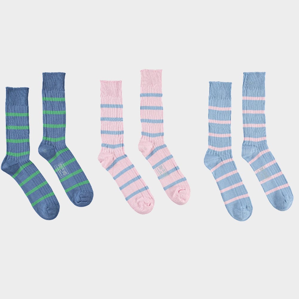 "3 Pack of Socks in Pastel Stripes"
