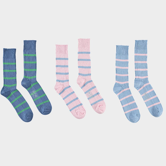 "3 Pack of Socks in Pastel Stripes"