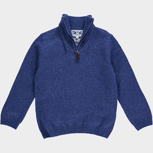 "Wool 1/4 Zip in Denim"