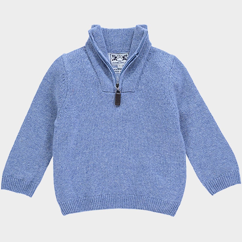 "Wool 1/4 Zip in Pale Blue"
