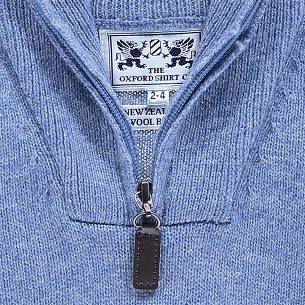 "Wool 1/4 Zip in Pale Blue"