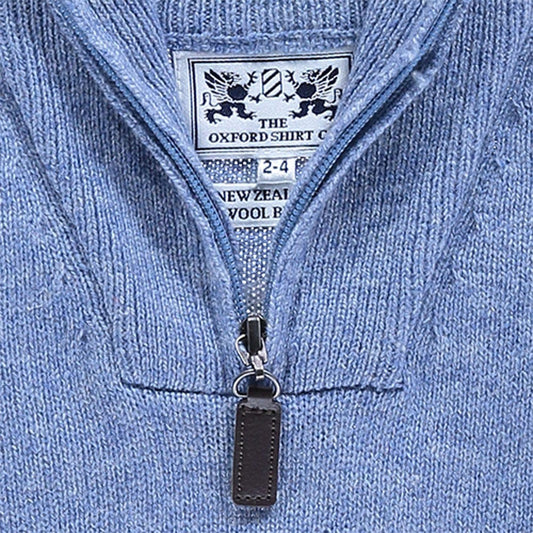 "Wool 1/4 Zip in Pale Blue"