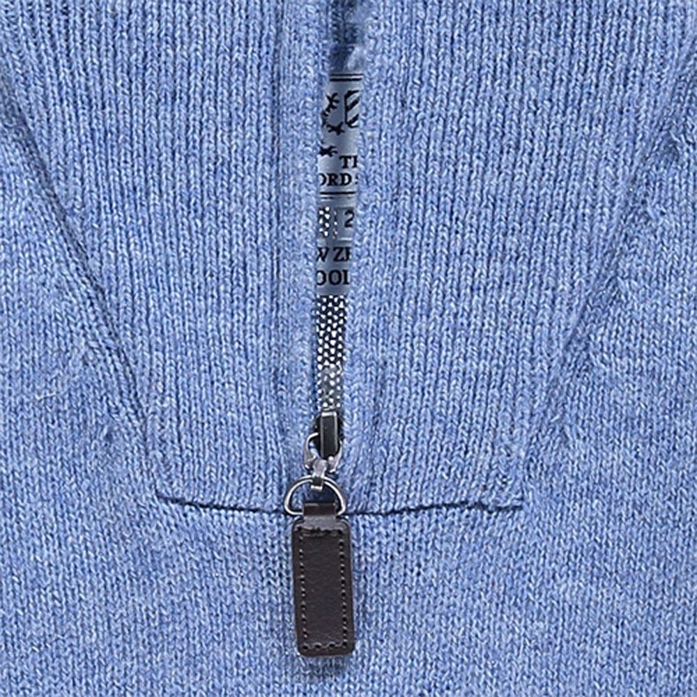 "Wool 1/4 Zip in Pale Blue"