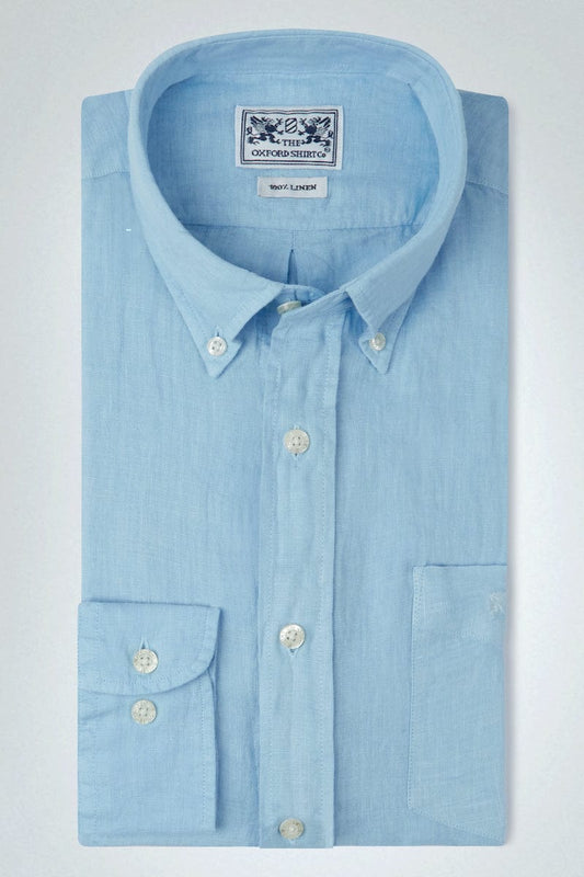 "Classic Fit Linen Shirt in Light Blue"