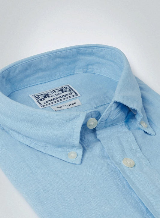 "Classic Fit Linen Shirt in Light Blue"