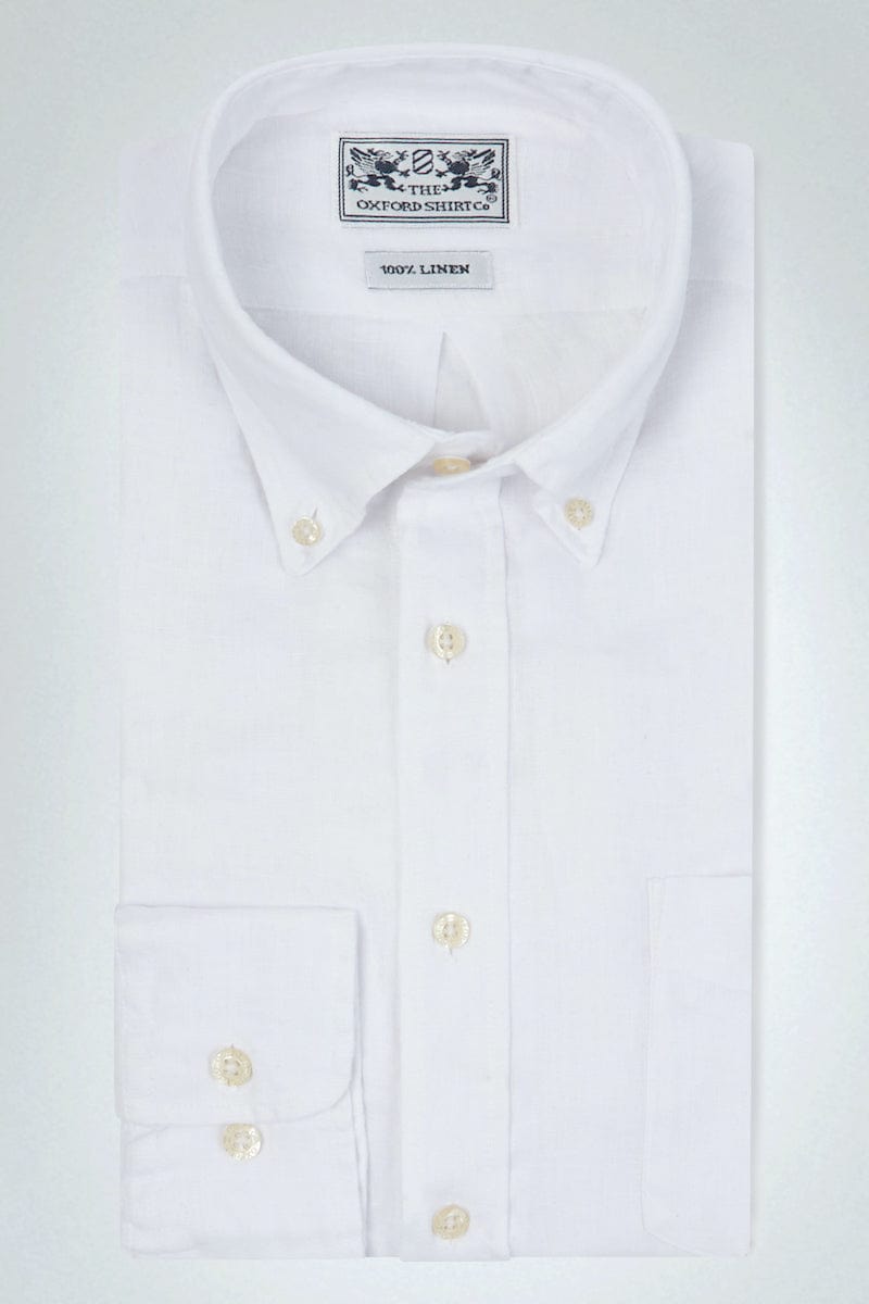 "Classic Fit Linen Shirt in White"