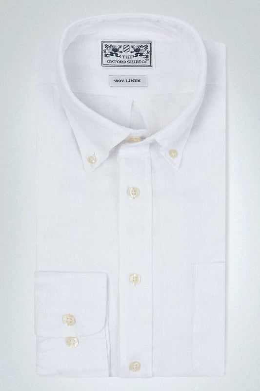 "Classic Fit Linen Shirt in White"