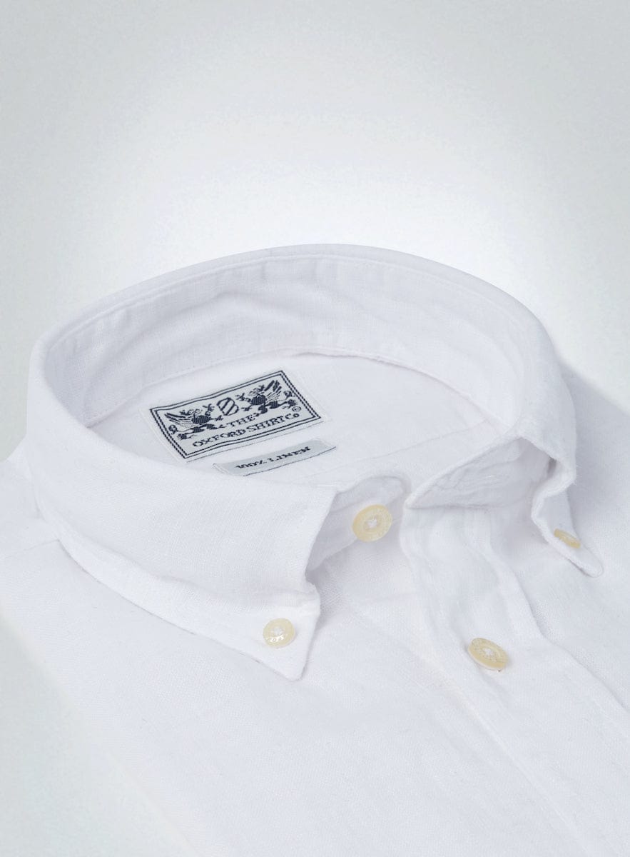 "Classic Fit Linen Shirt in White"