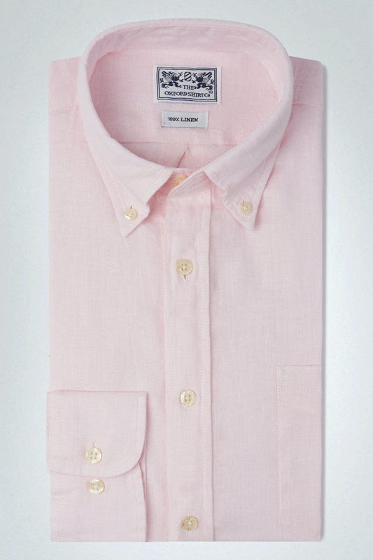 "Classic Fit Linen Shirt in Pink"