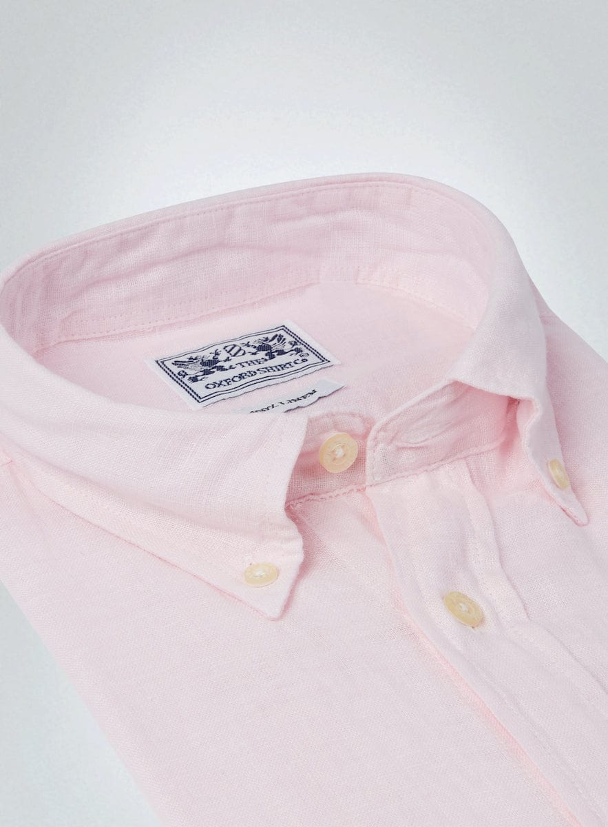 "Classic Fit Linen Shirt in Pink"