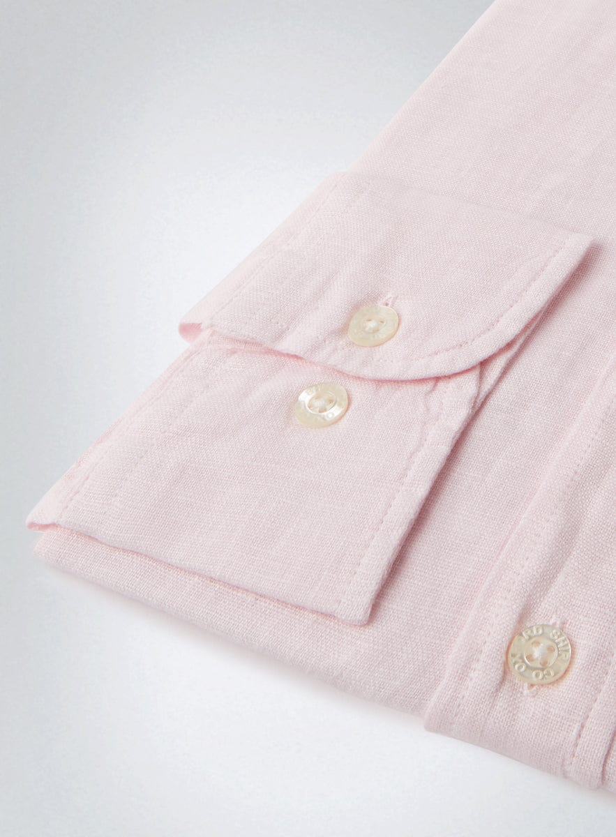 "Classic Fit Linen Shirt in Pink"