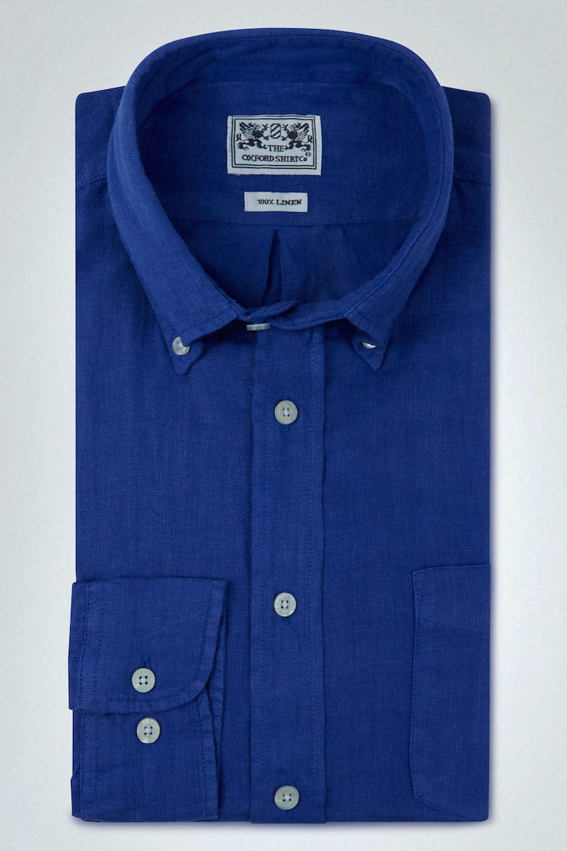 "Classic Fit Linen Shirt in Cobalt"