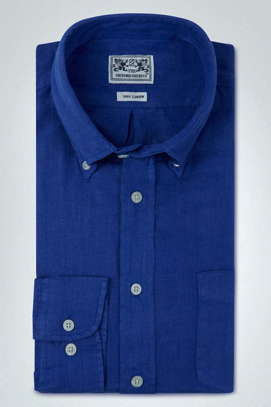 "Classic Fit Linen Shirt in Cobalt"