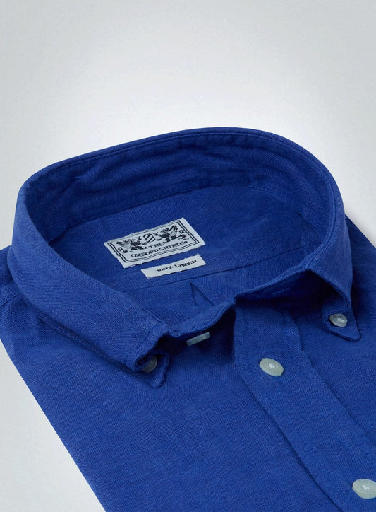"Classic Fit Linen Shirt in Cobalt"