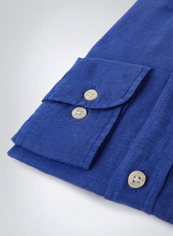 "Classic Fit Linen Shirt in Cobalt"