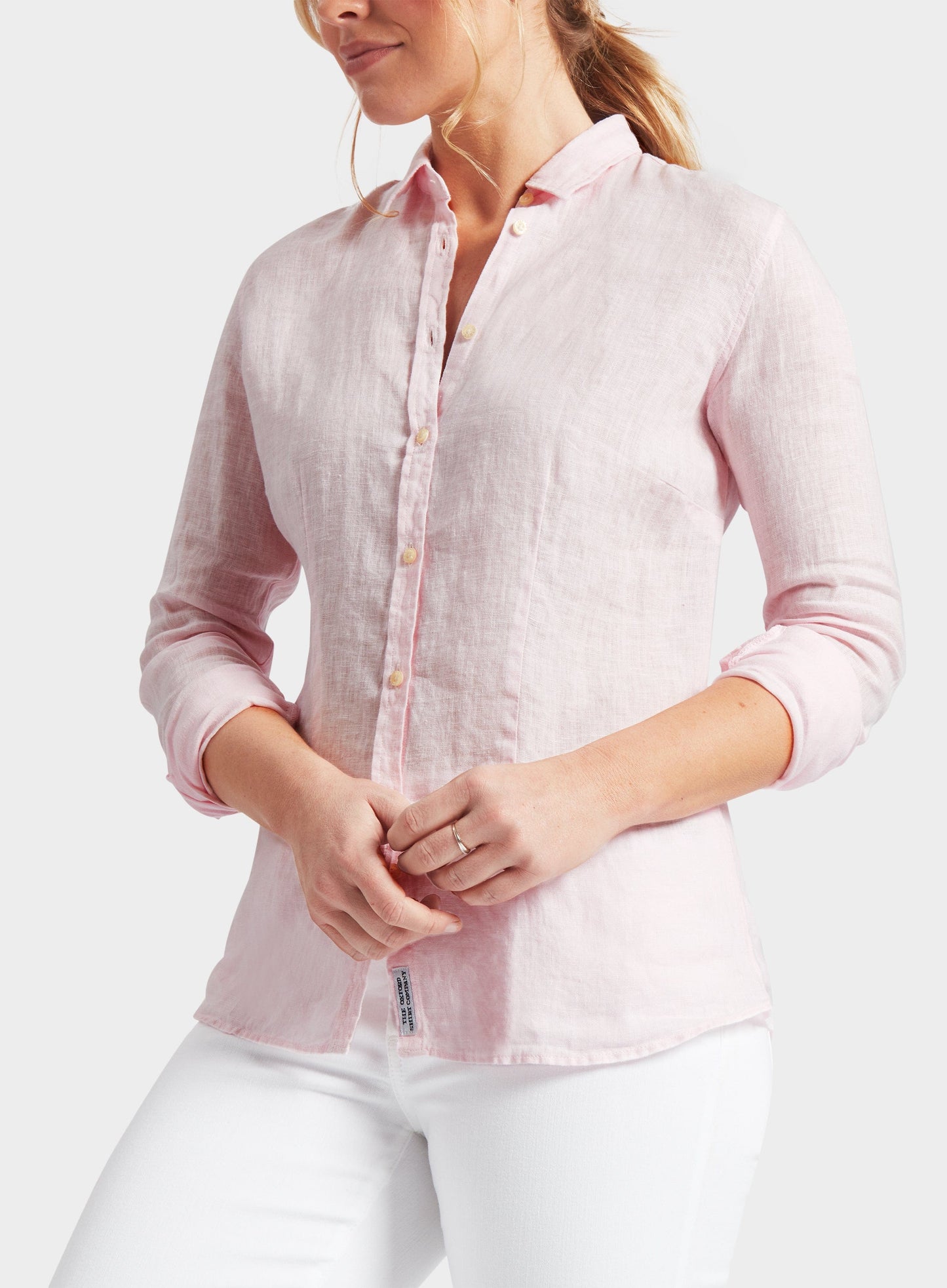 "Womens Linen Shirt in Pink"