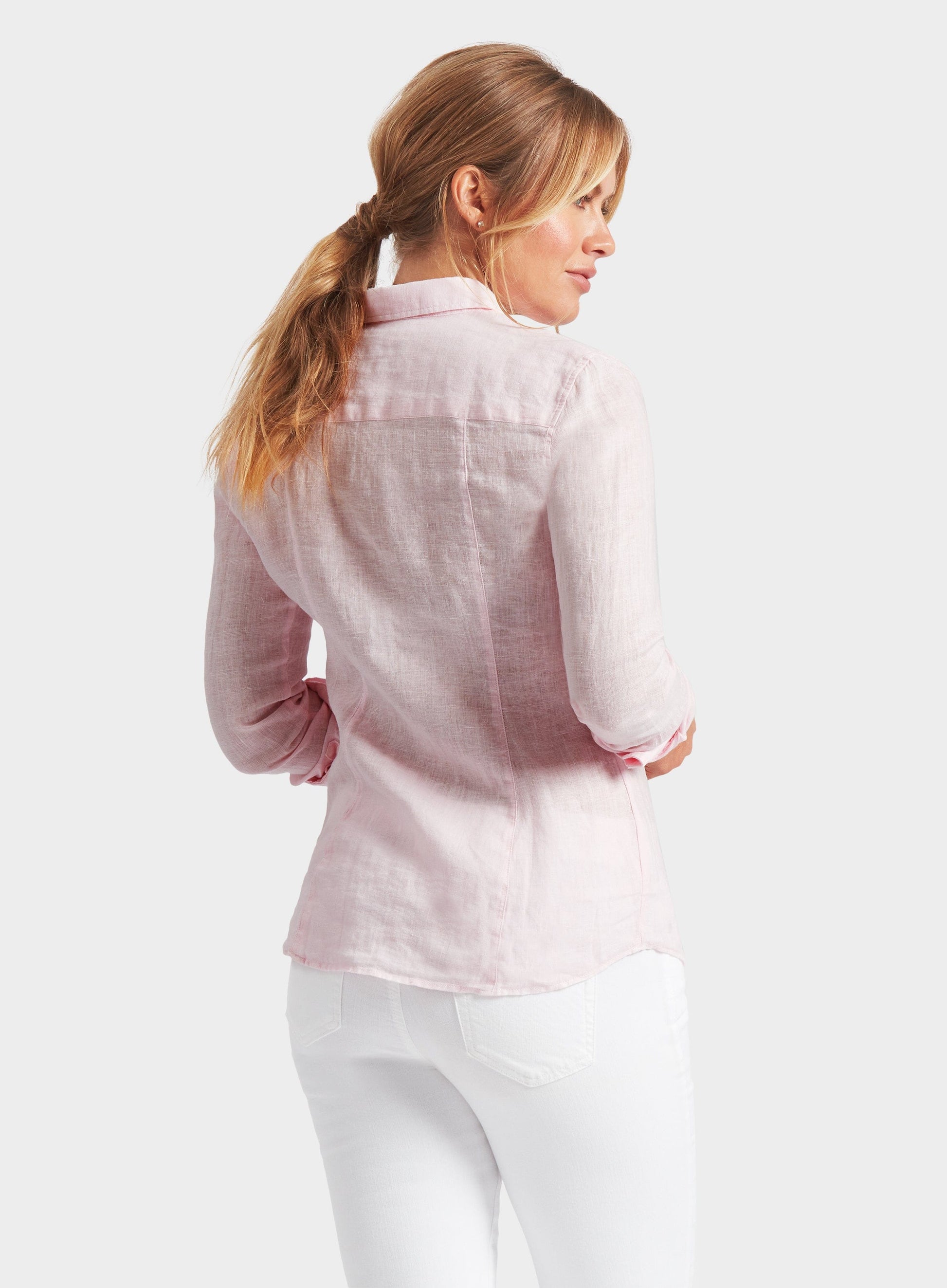 "Womens Linen Shirt in Pink"