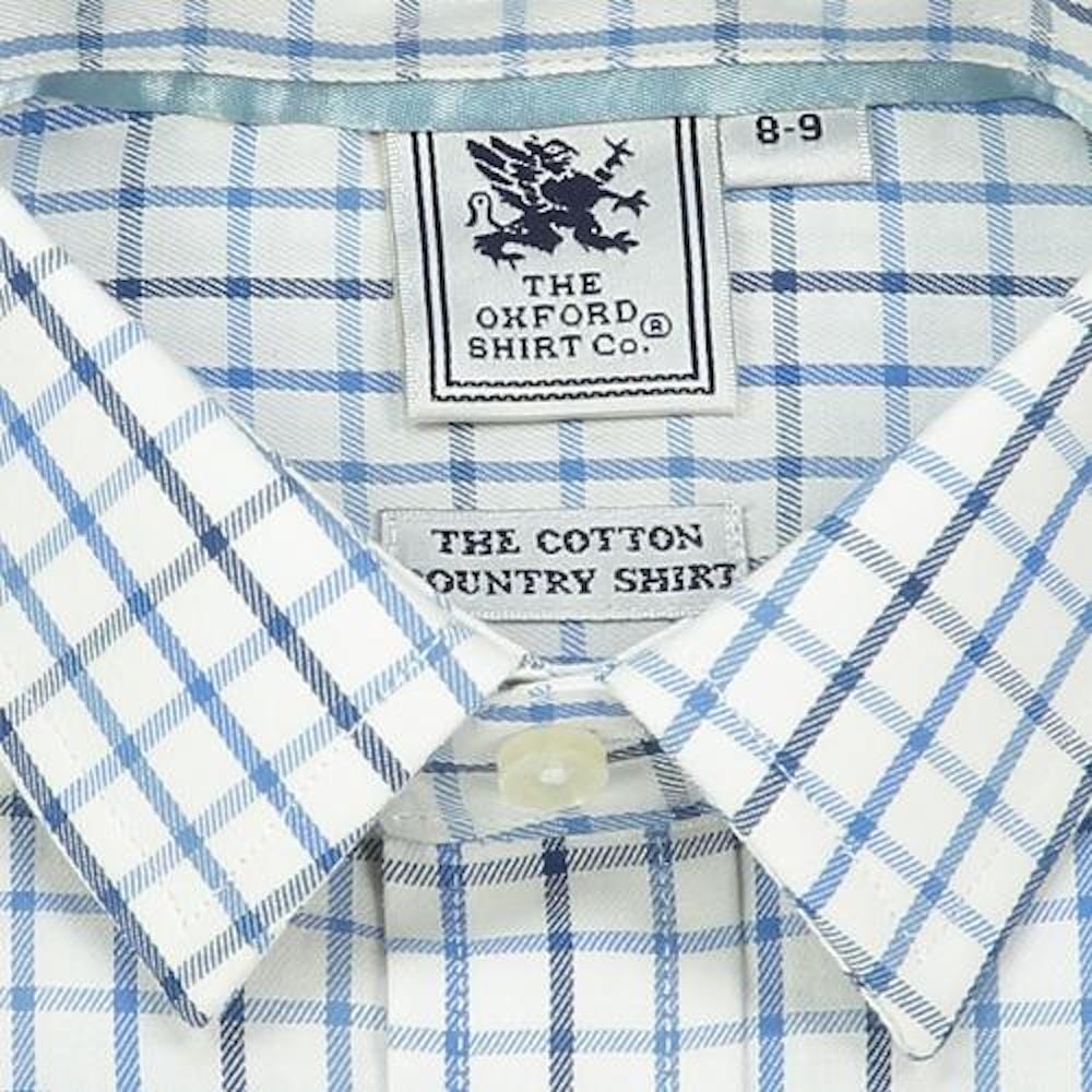 "Kids Country Shirt in Blue Check - Oxford Shirt Co."