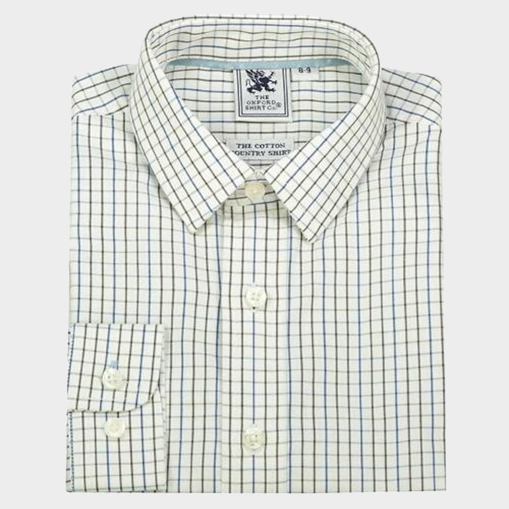 "Kids Country Shirt in Brown Check - Oxford Shirt Co."