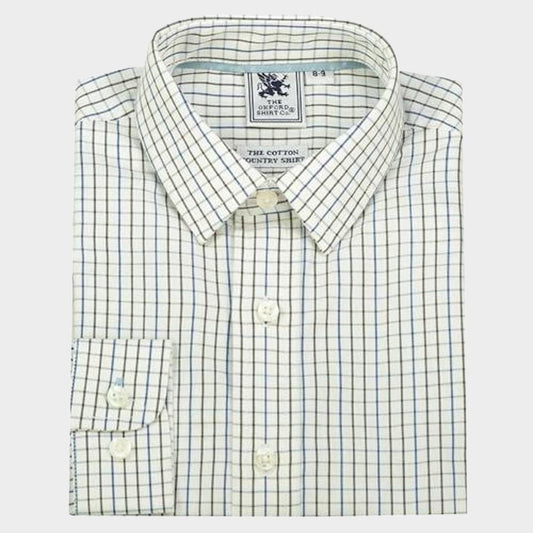 "Kids Country Shirt in Brown Check - Oxford Shirt Co."