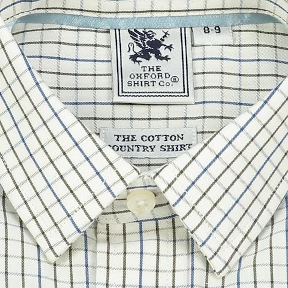 "Kids Country Shirt in Brown Check - Oxford Shirt Co."