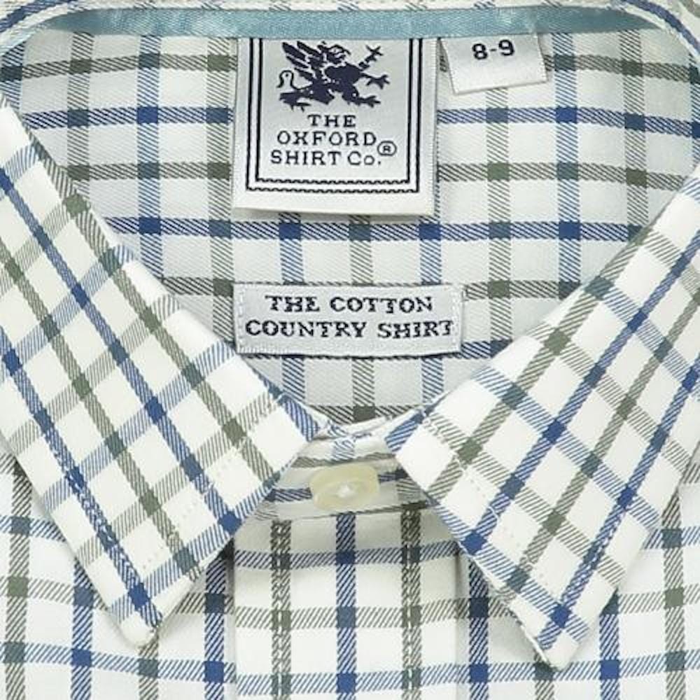 "Kids Country Shirt in Green and Blue Check - Oxford Shirt Co."