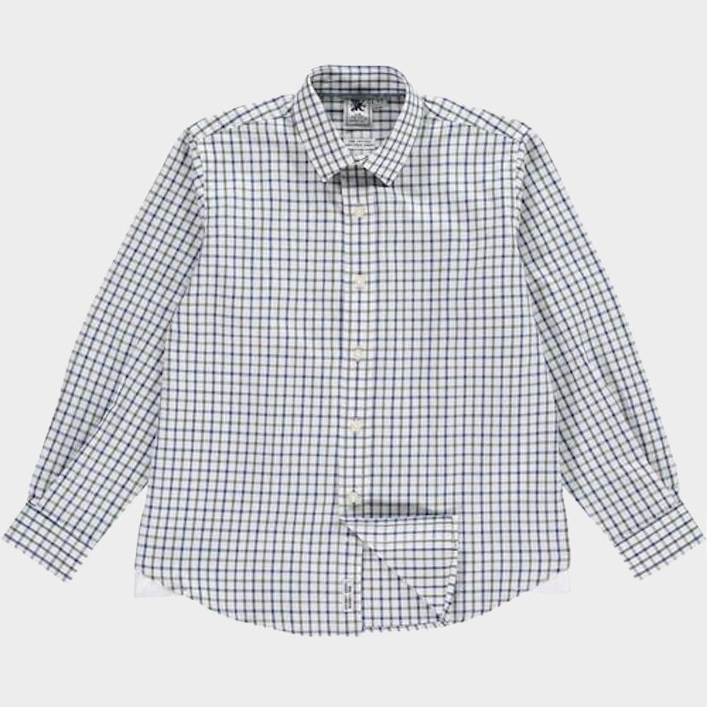 "Kids Country Shirt in Green and Blue Check - Oxford Shirt Co."