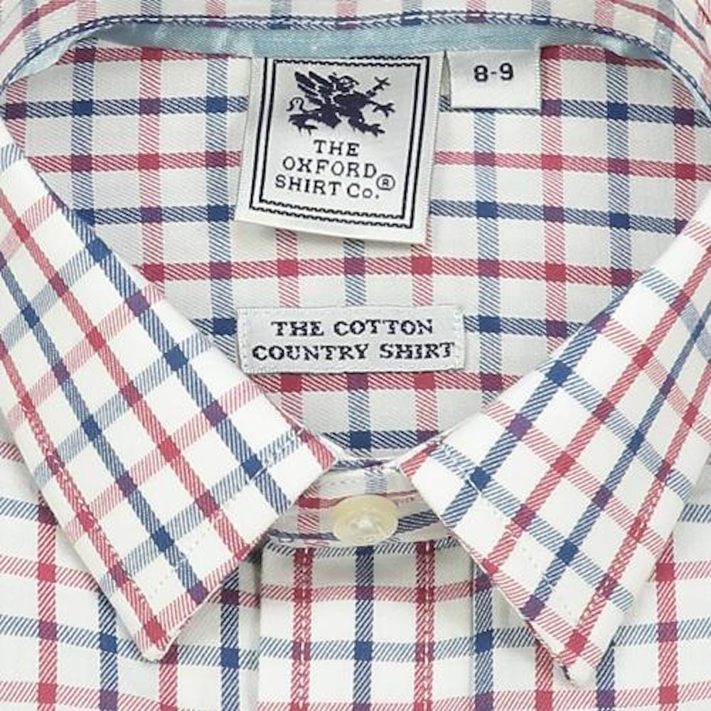 "Kids Country Shirt in Red and Navy Check - Oxford Shirt Co."