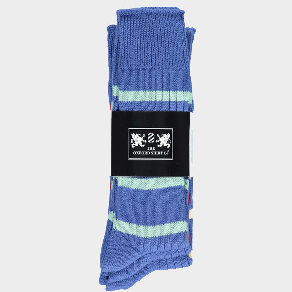 "3 Pack of Socks in Royal Blue Stripes"
