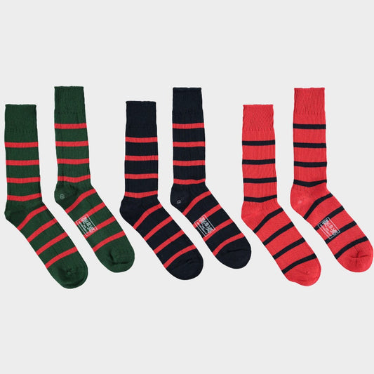 "3 Pack of Socks in Red Stripes"