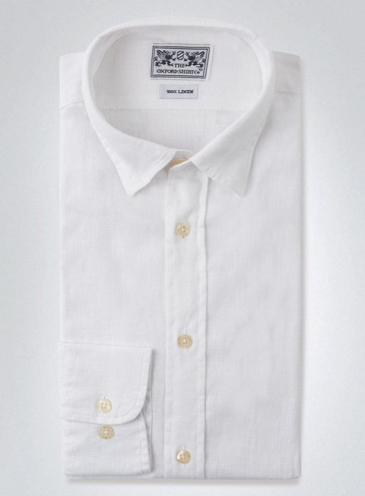 "Tailored Fit Linen Shirt in White"