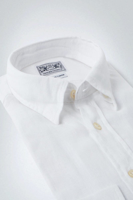 "Tailored Fit Linen Shirt in White"