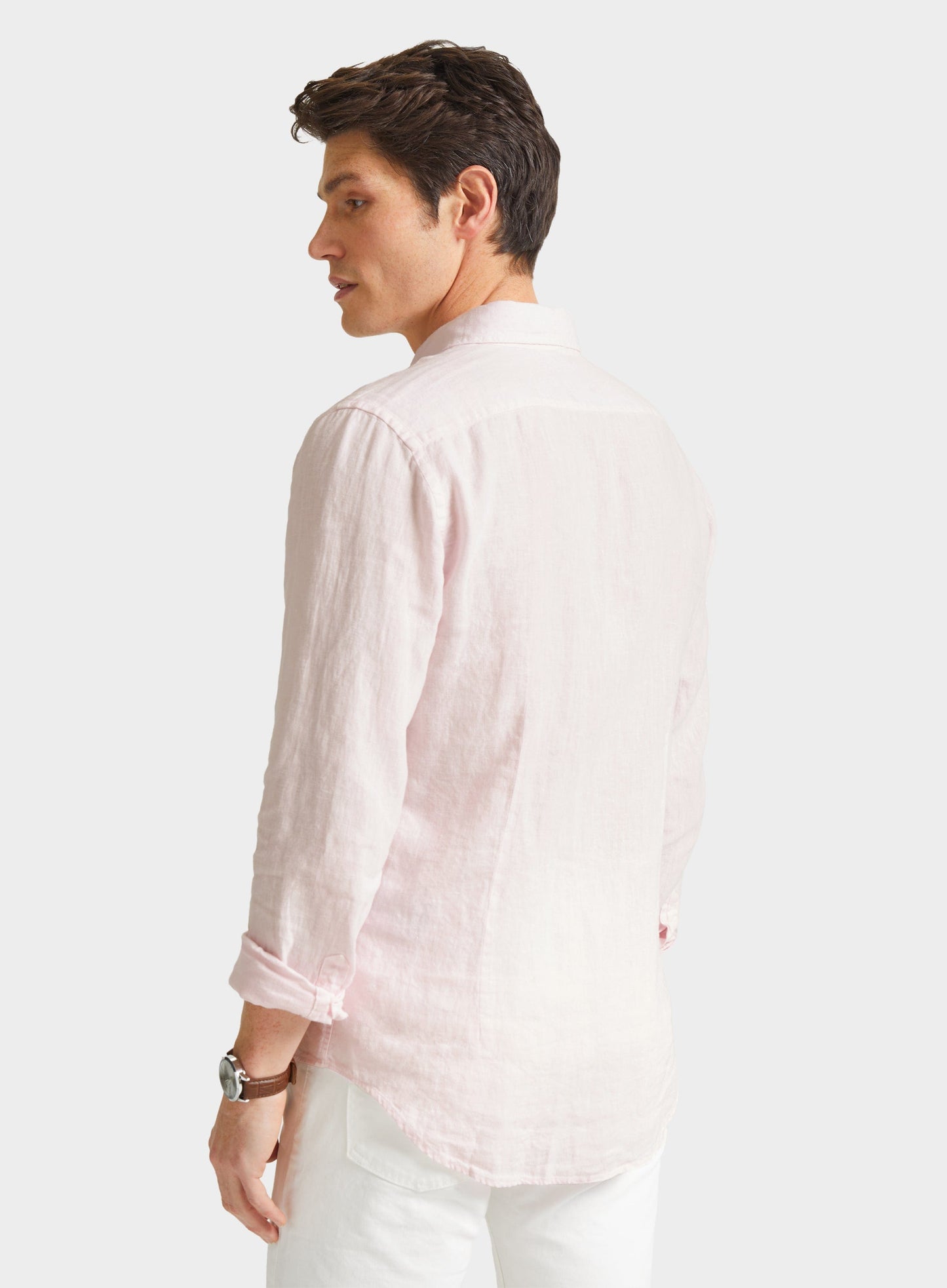 "Tailored Fit Linen Shirt in Pink"