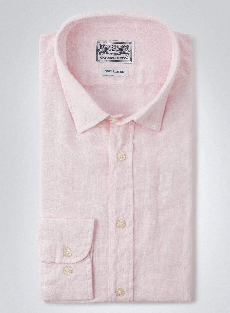 "Tailored Fit Linen Shirt in Pink"