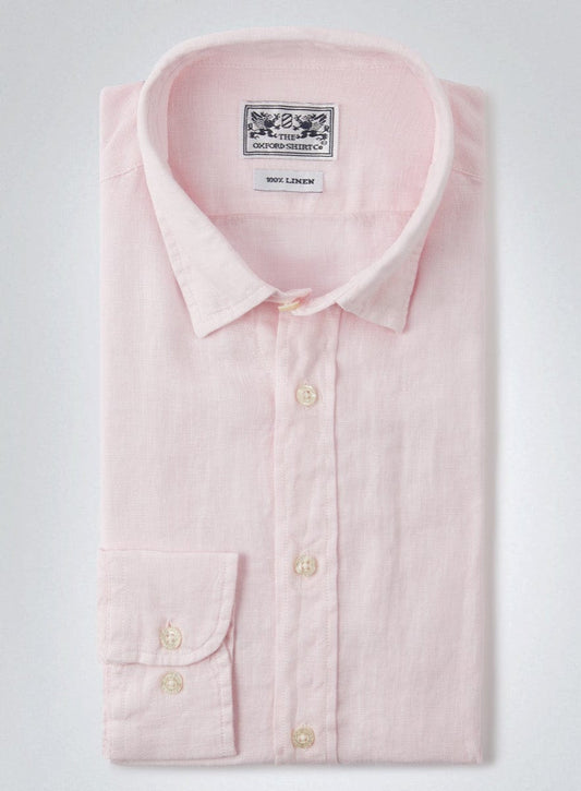 "Tailored Fit Linen Shirt in Pink"