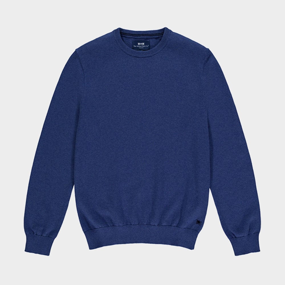 "Cotton Cashmere Crew Neck in Marine Blue"